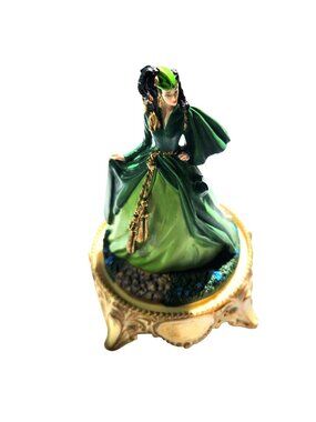 Figurine Dome Scarletts Deception Gone With The Wind vtg green curtain dress